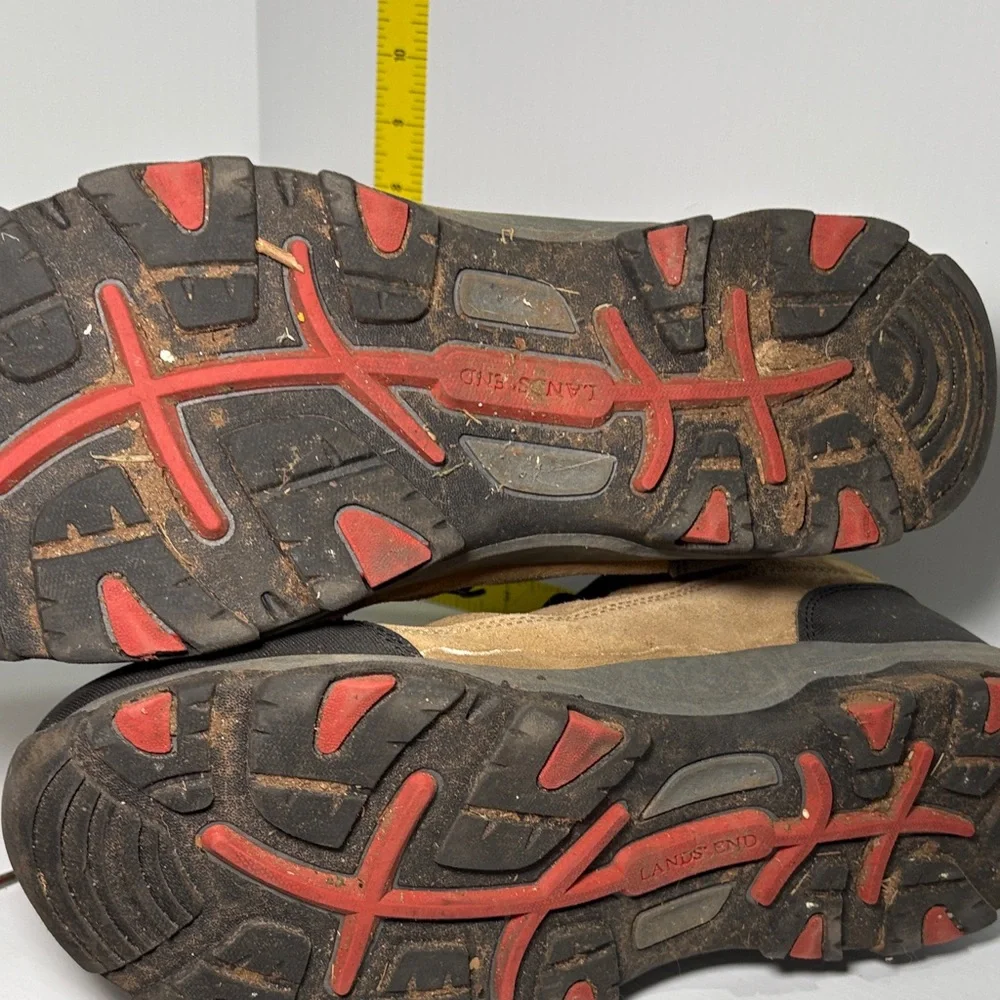 Lands End 11 Rugged‎ Tan and Red Men's Hiking Boots box 15